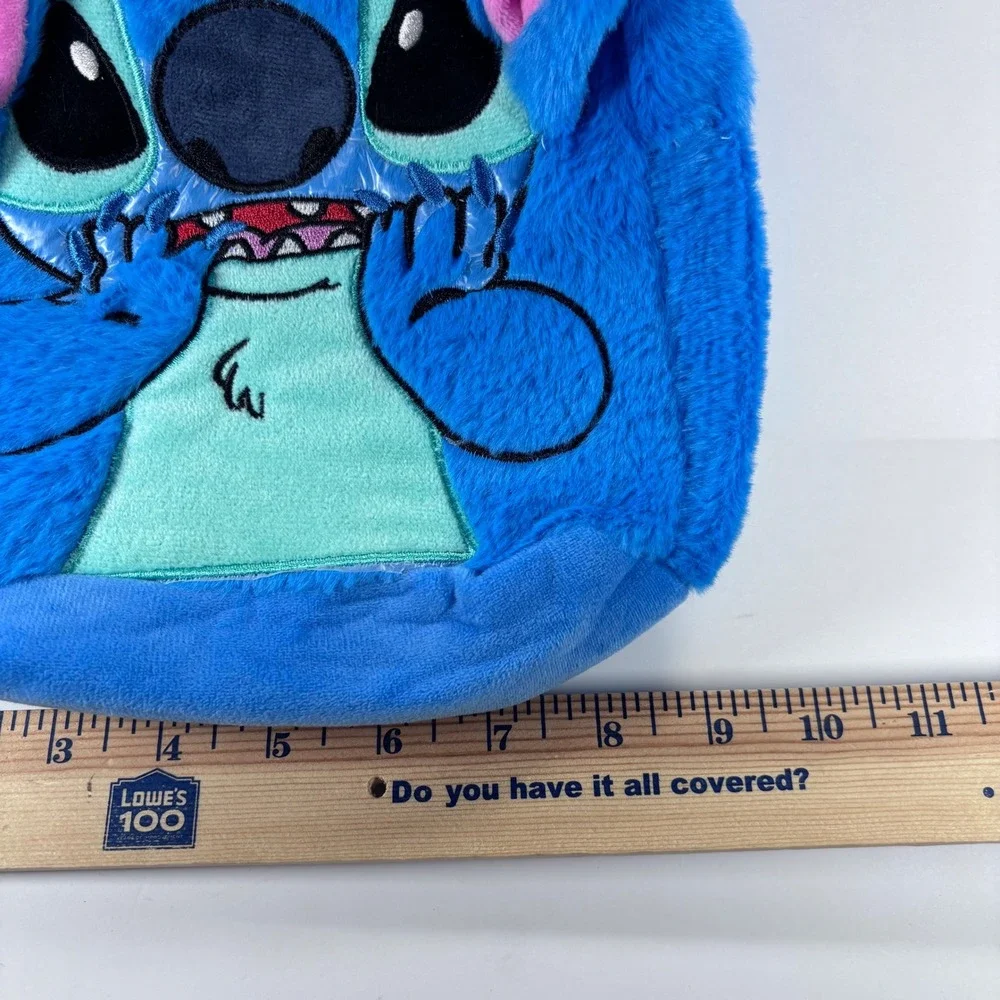 Disney Lilo & Stitch‎ Plush Mini Backpack Blue Fuzzy Embroidered Face Ears